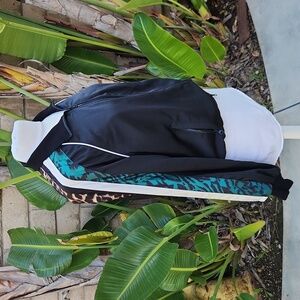 Pam & Gela Track Jacket Black Leopard Animal Print Medium